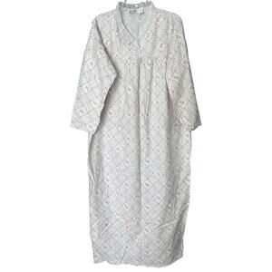 Exclusively Yours VTG Cotton Flannel Nightgown Women’s 2X White Pink Hearts Lace